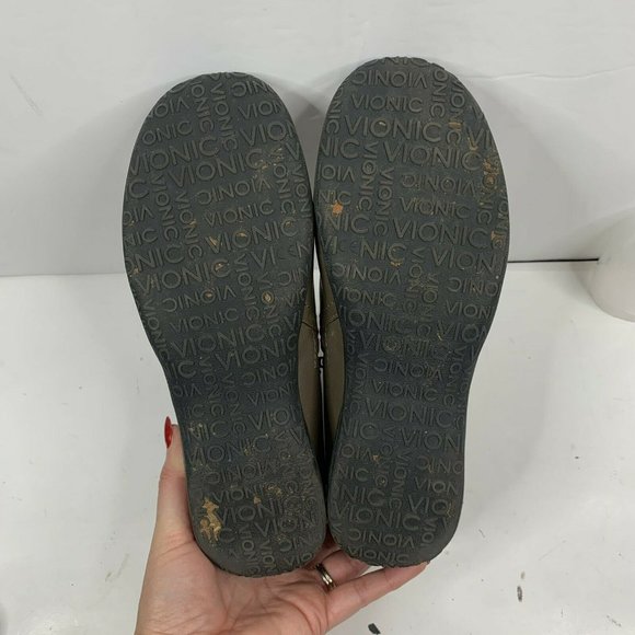 Vionic Adrie Orthaheel Orthotic Leather Ankle Boots Taupe Side Zip Women’s Sz 7 - Picture 11 of 11